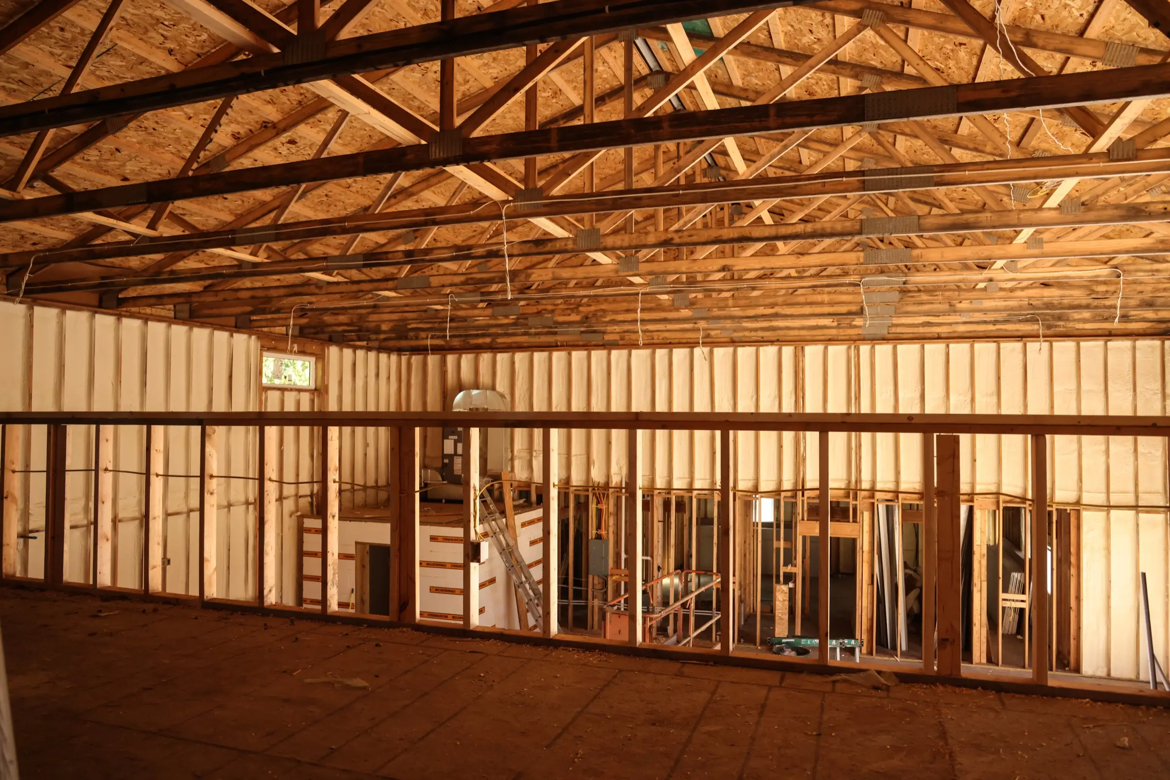 Spray foam inside a pole barn